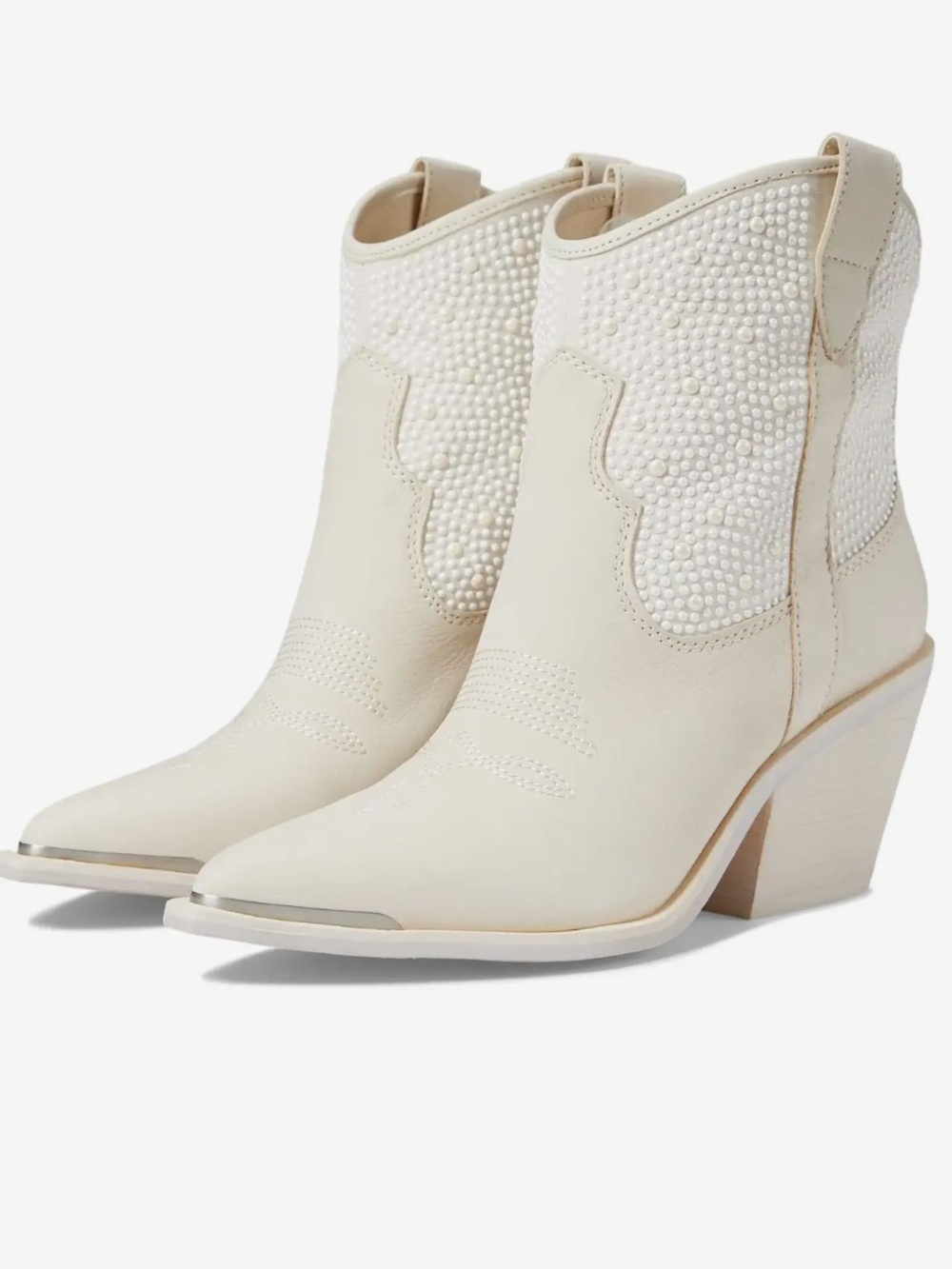 Dolce Vita Nashe Off-White Nubuck Leather Pearl Western‎ Ankle Boots New!